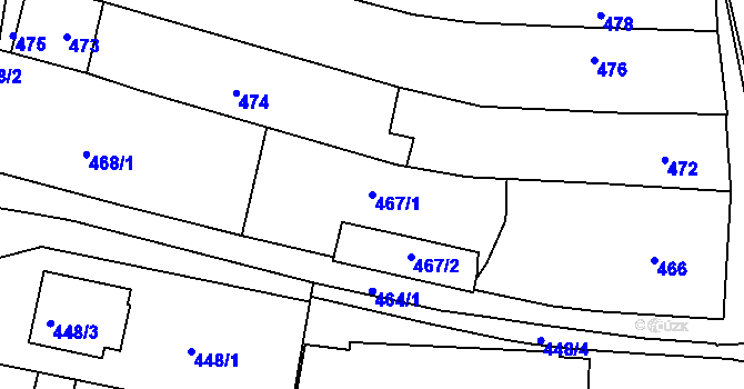 Parcela st. 467/1 v KÚ Brumov, Katastrální mapa