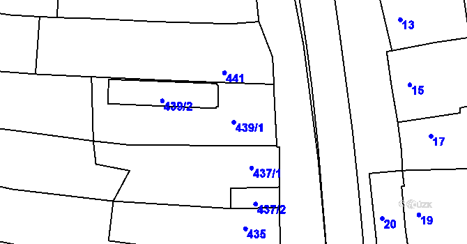 Parcela st. 439/1 v KÚ Brumov, Katastrální mapa