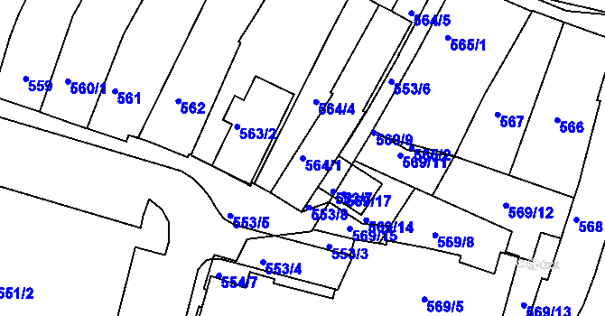 Parcela st. 564/1 v KÚ Brumov, Katastrální mapa