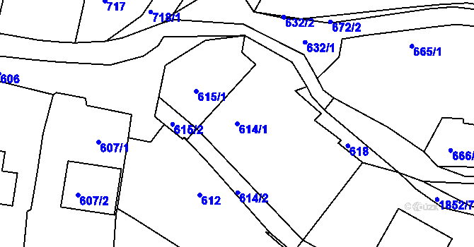 Parcela st. 614/1 v KÚ Brumov, Katastrální mapa