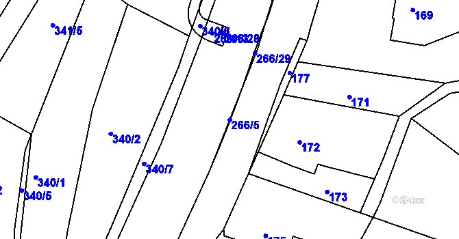 Parcela st. 266/5 v KÚ Brumov, Katastrální mapa