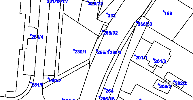 Parcela st. 266/4 v KÚ Brumov, Katastrální mapa