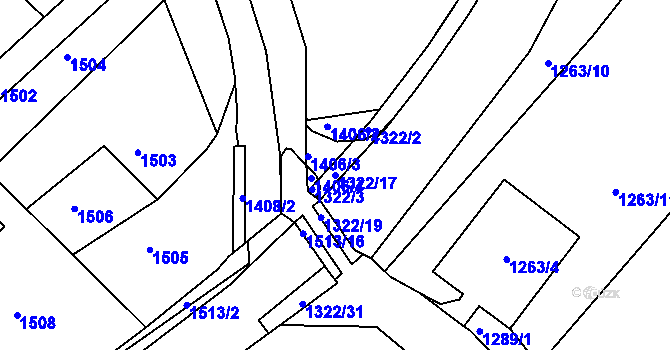 Parcela st. 1322/17 v KÚ Brumov, Katastrální mapa