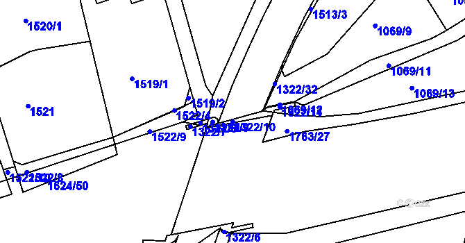 Parcela st. 1322/10 v KÚ Brumov, Katastrální mapa
