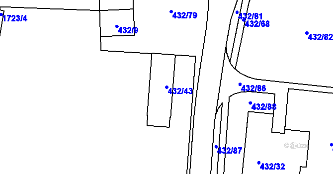 Parcela st. 432/43 v KÚ Brumov, Katastrální mapa