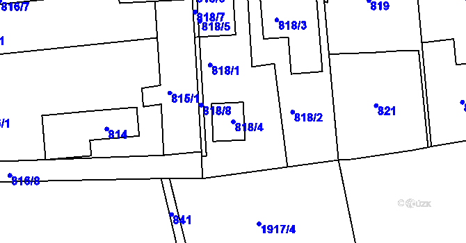 Parcela st. 818/4 v KÚ Brumov, Katastrální mapa