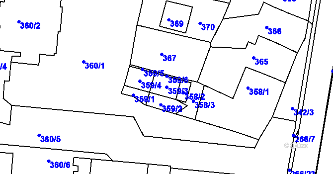 Parcela st. 359/3 v KÚ Brumov, Katastrální mapa