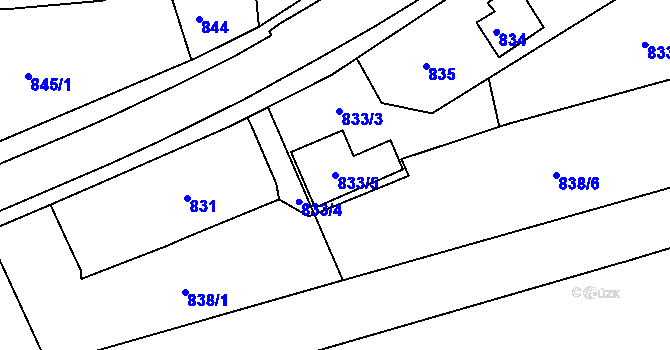 Parcela st. 833/5 v KÚ Brumov, Katastrální mapa