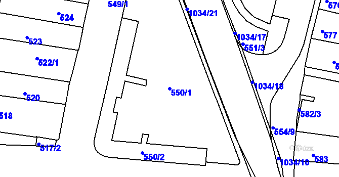 Parcela st. 550/1 v KÚ Brumov, Katastrální mapa