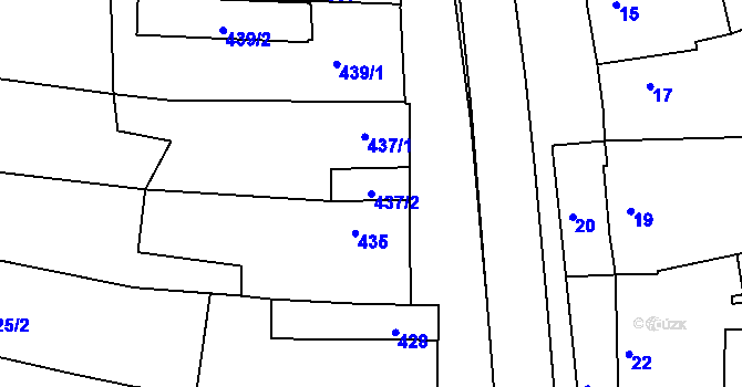 Parcela st. 437/2 v KÚ Brumov, Katastrální mapa
