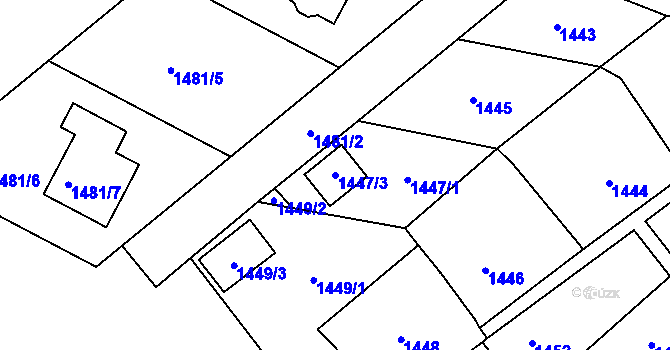 Parcela st. 1447/3 v KÚ Brumov, Katastrální mapa