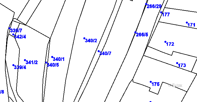 Parcela st. 340/7 v KÚ Brumov, Katastrální mapa
