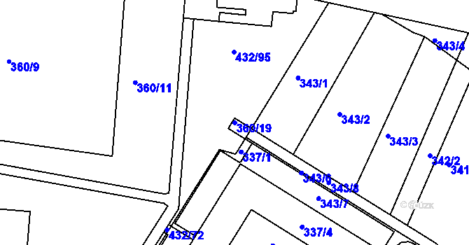 Parcela st. 360/19 v KÚ Brumov, Katastrální mapa