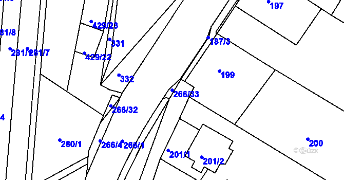 Parcela st. 266/33 v KÚ Brumov, Katastrální mapa