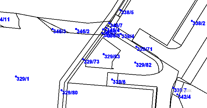 Parcela st. 329/83 v KÚ Brumov, Katastrální mapa