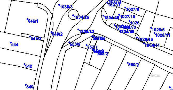 Parcela st. 557/1 v KÚ Brumov, Katastrální mapa