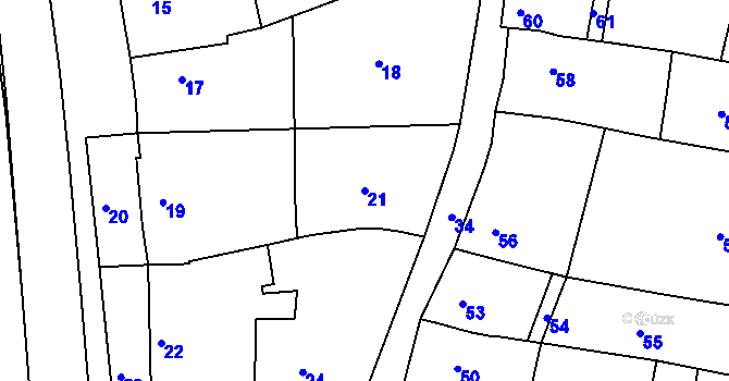 Parcela st. 21 v KÚ Brumov, Katastrální mapa