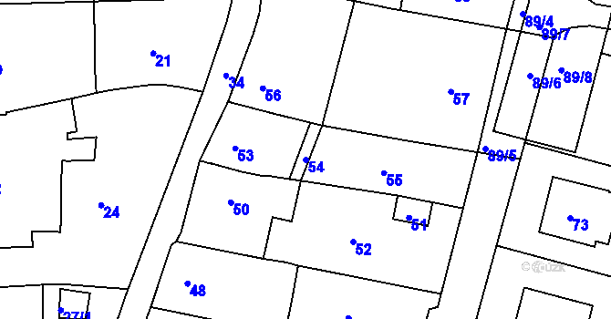 Parcela st. 54 v KÚ Brumov, Katastrální mapa