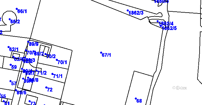 Parcela st. 67/1 v KÚ Brumov, Katastrální mapa