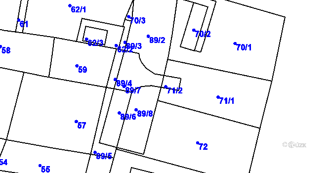 Parcela st. 71/2 v KÚ Brumov, Katastrální mapa