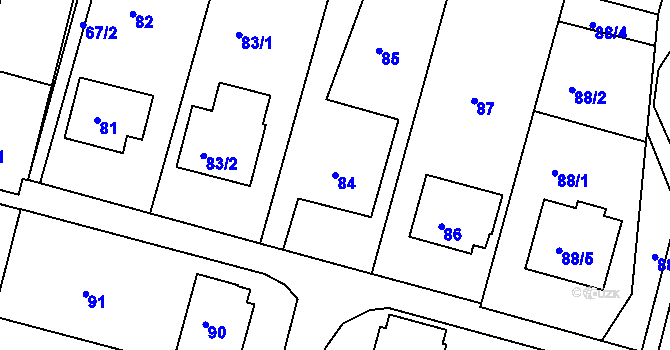 Parcela st. 84 v KÚ Brumov, Katastrální mapa