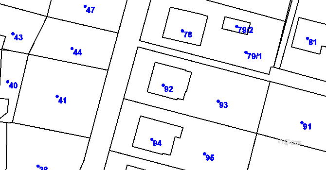 Parcela st. 92 v KÚ Brumov, Katastrální mapa