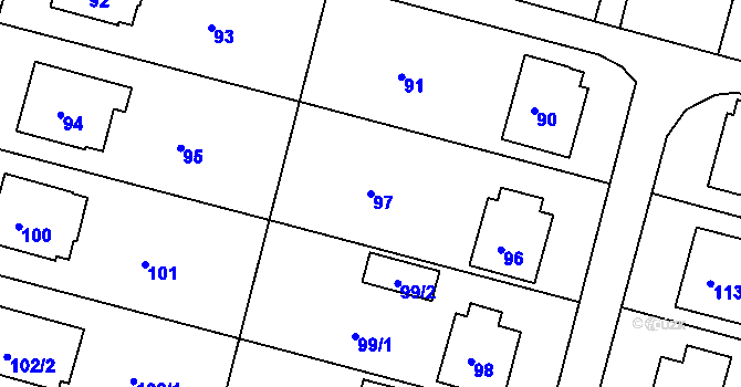 Parcela st. 97 v KÚ Brumov, Katastrální mapa
