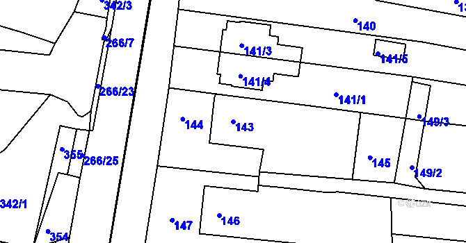 Parcela st. 143 v KÚ Brumov, Katastrální mapa