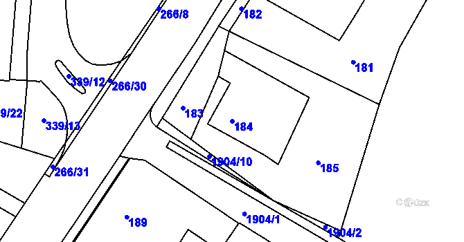 Parcela st. 184 v KÚ Brumov, Katastrální mapa