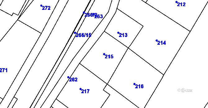 Parcela st. 215 v KÚ Brumov, Katastrální mapa