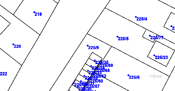 Parcela st. 225/9 v KÚ Brumov, Katastrální mapa