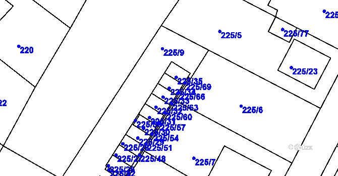 Parcela st. 225/34 v KÚ Brumov, Katastrální mapa