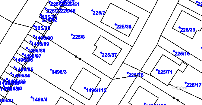 Parcela st. 225/37 v KÚ Brumov, Katastrální mapa