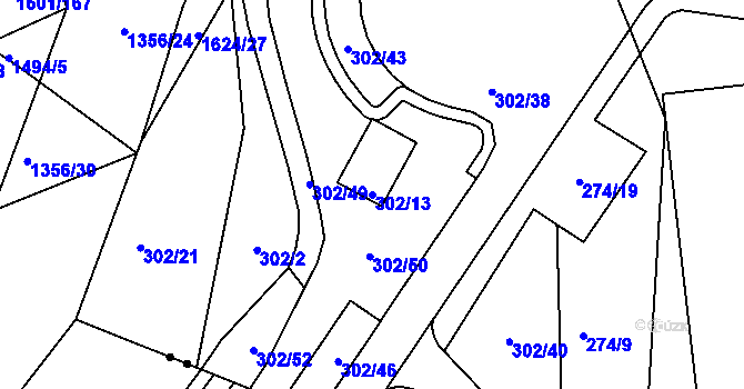 Parcela st. 302/13 v KÚ Brumov, Katastrální mapa
