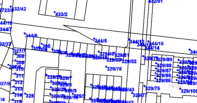 Parcela st. 329/49 v KÚ Brumov, Katastrální mapa
