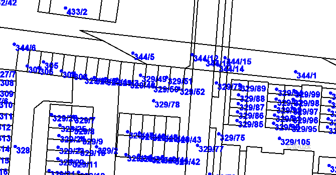 Parcela st. 329/54 v KÚ Brumov, Katastrální mapa