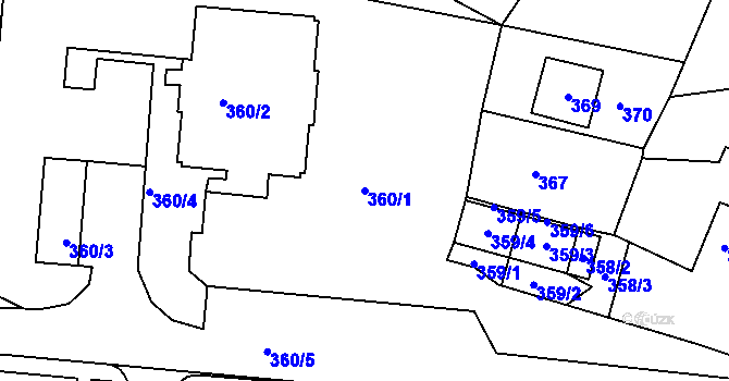 Parcela st. 360/1 v KÚ Brumov, Katastrální mapa