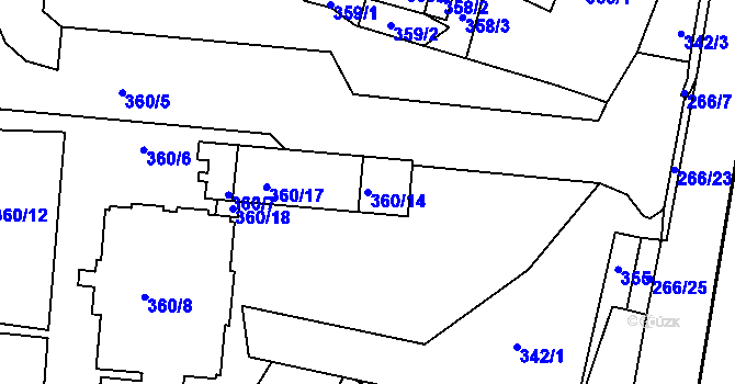 Parcela st. 360/14 v KÚ Brumov, Katastrální mapa