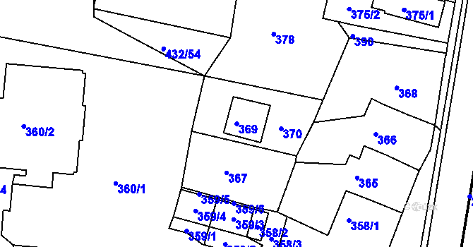 Parcela st. 369 v KÚ Brumov, Katastrální mapa