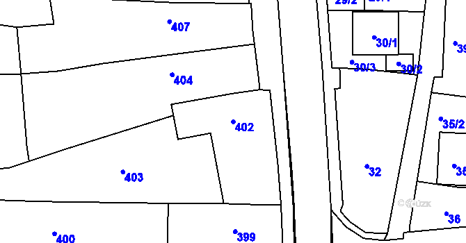 Parcela st. 402 v KÚ Brumov, Katastrální mapa