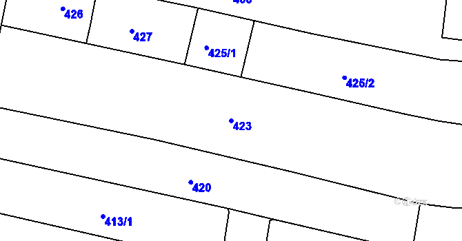 Parcela st. 423 v KÚ Brumov, Katastrální mapa
