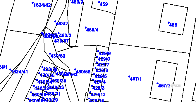 Parcela st. 429/9 v KÚ Brumov, Katastrální mapa