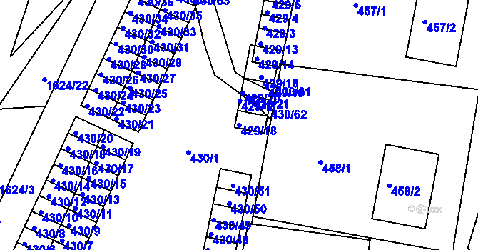 Parcela st. 429/18 v KÚ Brumov, Katastrální mapa