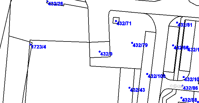Parcela st. 432/9 v KÚ Brumov, Katastrální mapa