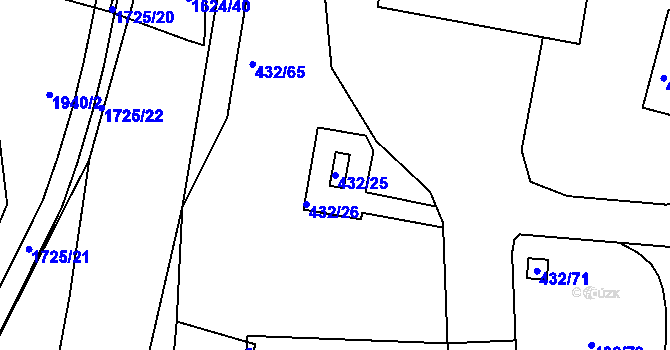 Parcela st. 432/25 v KÚ Brumov, Katastrální mapa