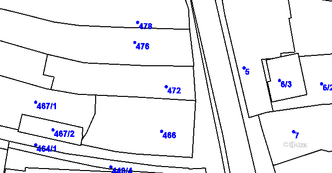Parcela st. 472 v KÚ Brumov, Katastrální mapa