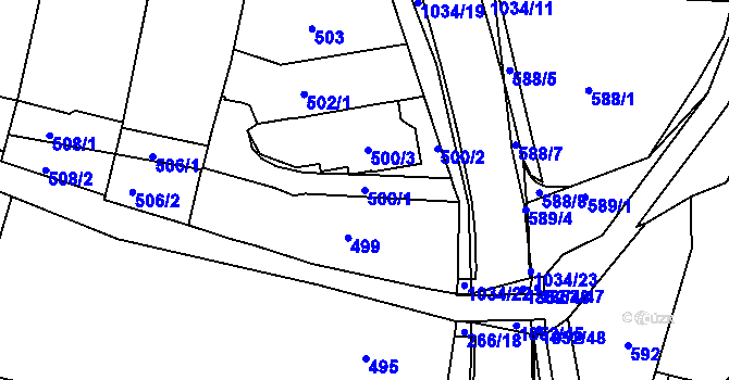Parcela st. 500/1 v KÚ Brumov, Katastrální mapa