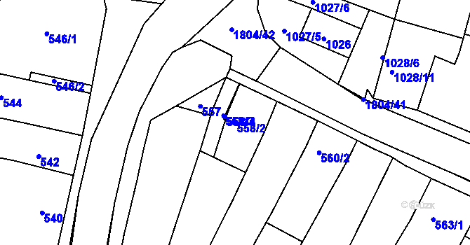 Parcela st. 558/2 v KÚ Brumov, Katastrální mapa