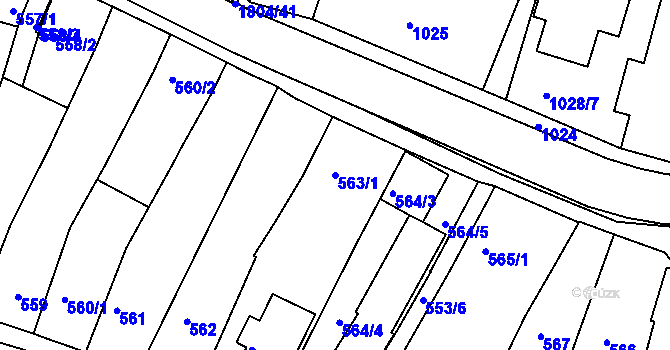 Parcela st. 563/1 v KÚ Brumov, Katastrální mapa