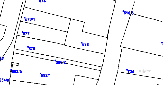 Parcela st. 578 v KÚ Brumov, Katastrální mapa